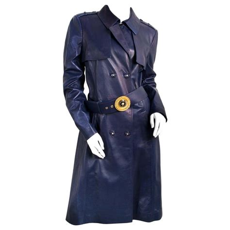 versace coat blue|versace trench coat.